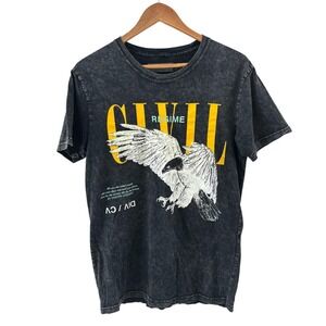 Civil Regime Graphic T Shirt Mens Size M Gray Eagle Streetwear Acid Wash